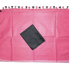 Cerise Red women's Bhagalpuri Blend Linen Saree With Black Pipin Contrast Blouse Piece - View 4