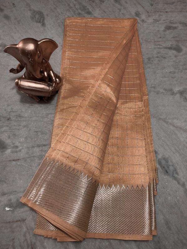 Cotton Silk Handloom Bhagalpuri Wide Border Check Saree