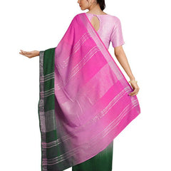 Bhagalpuri Handloom Linen Cotton Blend Two Dye Saree With Running Unstitched Blouse Piece - View 4