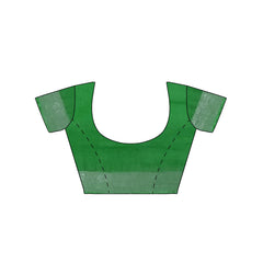 Pigment Green women's Bhagalpuri Handloom Cotton-Linen Blend Saree With Running Unstiched Blouse Piece - View 4