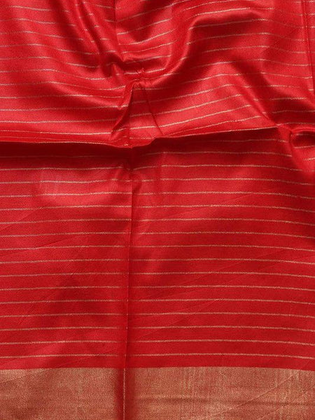 Linen Cotton Blend Handloom Bhagalpuri Check Saree with Contrast Blouse Piece - View 5