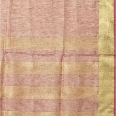 Linen Tissue Handloom Gold Zari Border Bhagalpuri Brown Saree - View 2