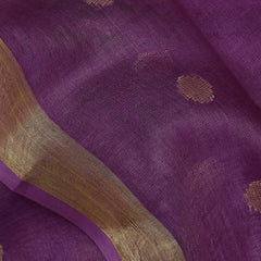 Gold Zari Handloom Linen Weaving Motif Dupatta for women's (Purple) - View 4