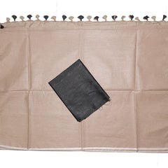 Brown women's Bhagalpuri Blend Linen Saree With Black Pipin Contrast Blouse Piece - View 4