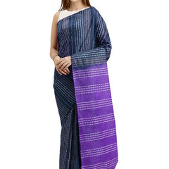 Klein Blue & Lavender Purple women's Kota Art Silk Saree With Blouse Piece