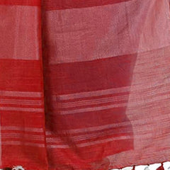 Buff Brown & Red women's Bhagalpuri Handloom Linen Slub Blend Two Dye Saree With Running Unstitched Blouse Piece - View 5