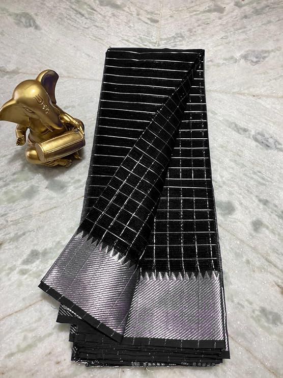 Cotton Silk Handloom Bhagalpuri Wide Border Check Saree