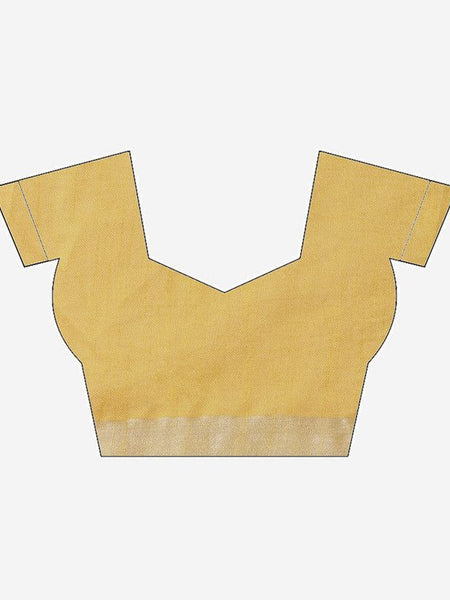Arylide Yellow women's Handloom Bhagalpuri Cotton Linen Slub Blend Zari Border Saree Ethnic Wear With Running Unstitched Blouse Piece - View 4