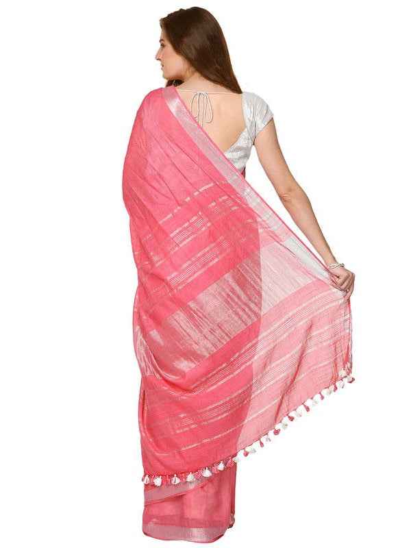 Cotton Slub Saree With Blouse Piece - View 2