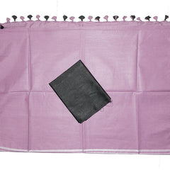 Bhagalpuri Blend Linen Saree With Black Pipin Contrast Blouse Piece - View 3