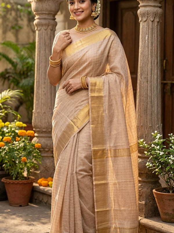 Exclusive Handwoven  Cotton SIlk Mangalgiri Saree With Running Blouse Piece