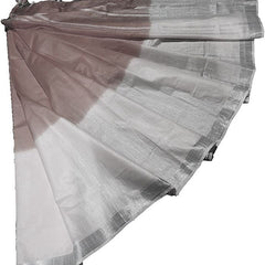 Beaver Brown women's Bhagalpuri Linen-Slub Blend Two Dye Saree With Blouse Piece - View 7