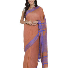 Bhagalpuri Handloom Kota Silk Temple Border Saree And Variation Of Colors With Striped Blouse Piece - View 8