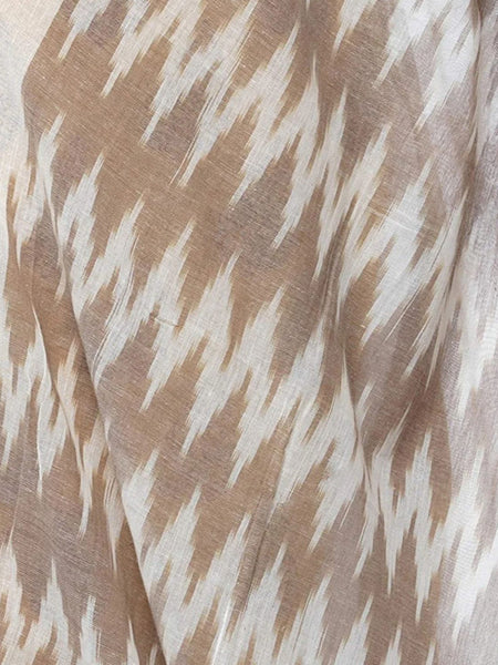Linen Cotton Bhaglpuri Handloom Ikkat Dupatta for women's (Brown) - View 5