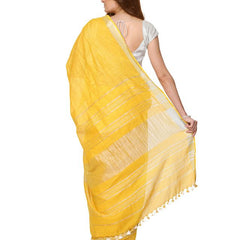 Cyan & Yellow women's Bhagalpuri Handloom Cotton-Linen Blend Saree Combo (Pack Of 2) With Running Unstiched Blouse Piece - View 7
