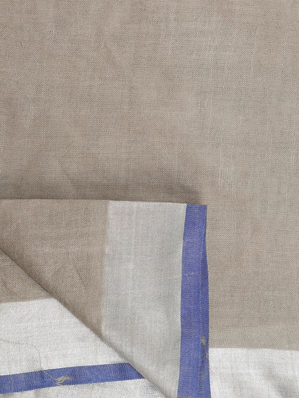 Bhagalpuri Handloom Linen-Slub Saree With Contrast Blouse Piece - View 3