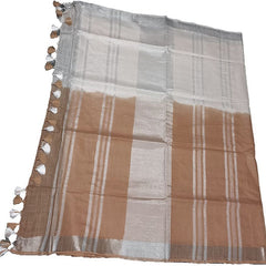 Sugar Brown women's Bhagalpuri Linen-Slub Blend Two Dye Saree With Blouse Piece - View 2