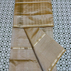 Cotton Handloom Mangalagiri Silk Saree with Temple Border (100207 Donie_Brown)