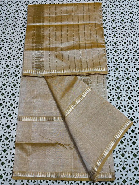 Cotton Handloom Mangalagiri Silk Saree with Temple Border (100207 Donie_Brown)
