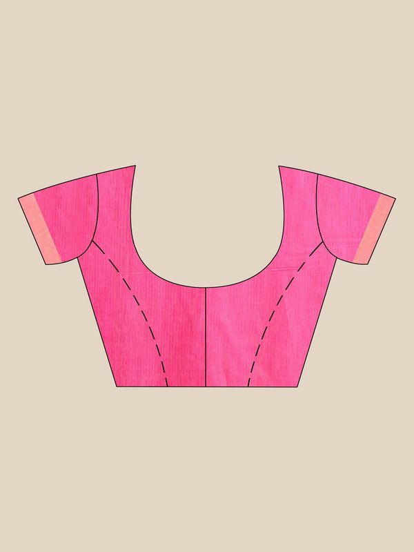 Tussar Munga Silk Handloom Zari Border Bhagalpuri Saree (Hot_Pink) - View 2