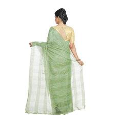 Pistachio Green women's Bhagalpuri Kota Doria Silk Semi Transparent Saree With Unstiched Blouse Piece - View 3