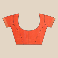 Handloom Tussar Munga Silk Bhagalpuri Two Dye Saree for women's (Cerise_Pink & Persmon_Orange) - View 5