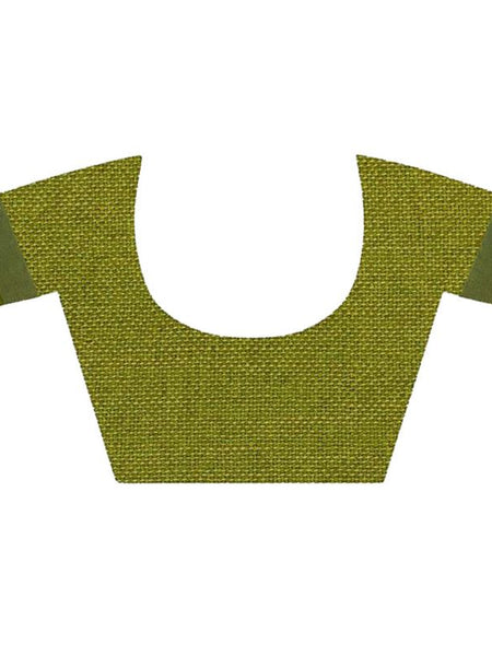 Moss Green women's Bhagalpuri Handloom Blend Linen-Cotton Saree With Running Unstiched Blouse Piece_Free Size_Variation Of Colors - View 4