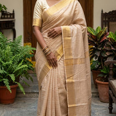 Exclusive Handwoven  Cotton SIlk Mangalgiri Saree With Running Blouse Piece - View 7