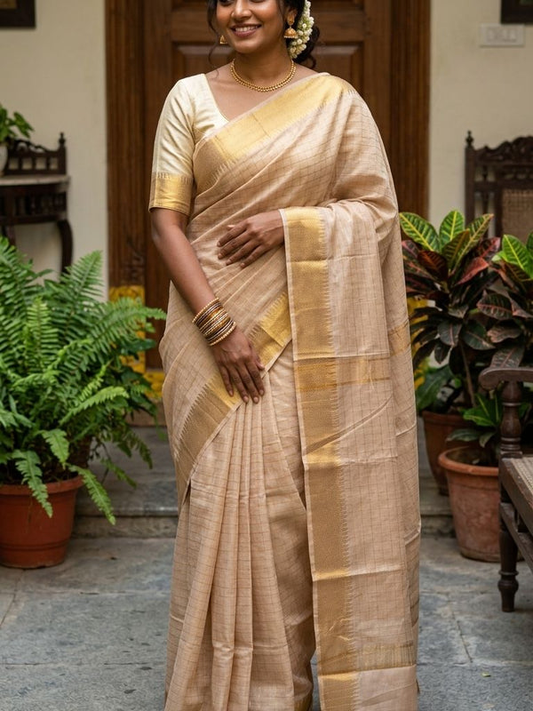 Exclusive Handwoven  Cotton SIlk Mangalgiri Saree With Running Blouse Piece - View 7