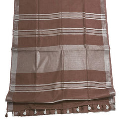 Russet Brown women's Bhagalpuri Linen Saree With Blouse Piece - View 2