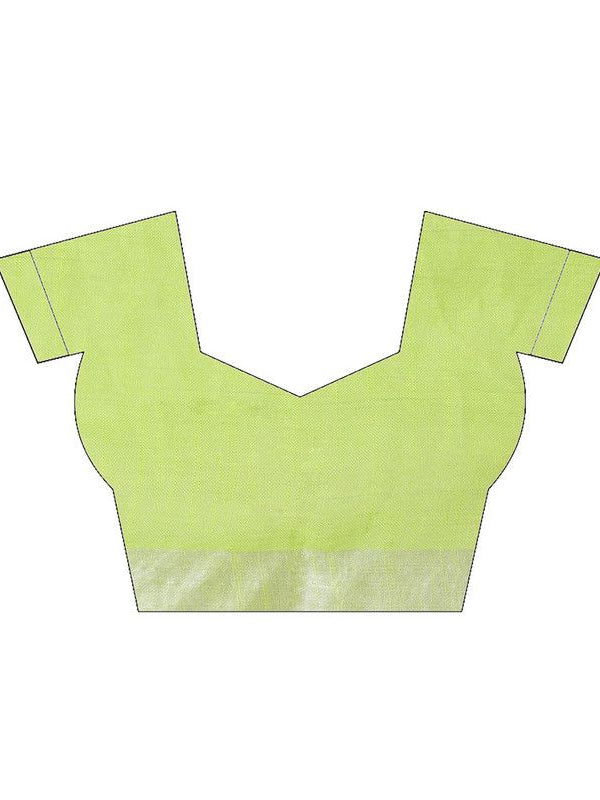 Green women's Cotton Slub Saree With Blouse Piece - View 2