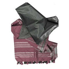 Grey & Cordovan Brown Bhagalpuri women's Ethnic Wear Handloom Cotton Zari Border Two Dye Saree With Running Unstitched Blouse Piece - View 3