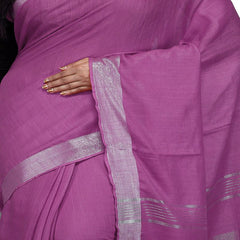 China Rose Pink Bhagalpuri women's Handloom Linen Cotton Ethnic Wear Saree With Running Unstitched Blouse Piece - View 3