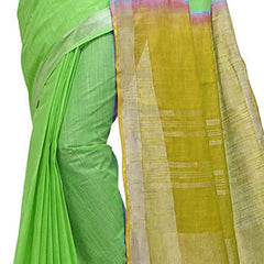 Handloom Bhagalpuri Linen Blend Two Dye Saree With Running Unstitched Blouse Piece - View 5