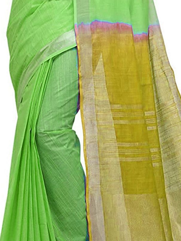 Handloom Bhagalpuri Linen Blend Two Dye Saree With Running Unstitched Blouse Piece - View 5