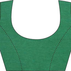 Linen Cotton Blend Contrast Handloom Bhagalpuri Saree for Women (Gold-Cove_Blue-Dark Green ) - View 6