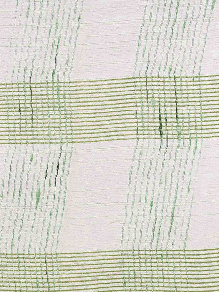 Pistachio Green women's Bhagalpuri Kota Doria Silk Semi Transparent Saree With Unstiched Blouse Piece - View 4