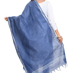 Handloom Linen Bhagalpuri Dupatta for women's (Blue) - View 4