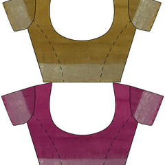 Olive Green & Raspberry Pink women's Bhagalpuri Handloom Cotton-Linen Blend Saree Combo (Pack Of 2) With Running Unstiched Blouse Piece - View 9