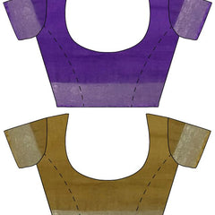 French Violet & Olive Green women's Bhagalpuri Handloom Cotton-Linen Blend Saree Combo (Pack Of 2) With Running Unstiched Blouse Piece - View 9