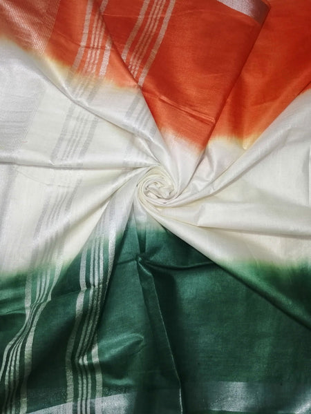 Republic Day / Independence Day Special Linen Cotton Blend Bhagalpuri Handloom Tricolor Flag Saree - View 3