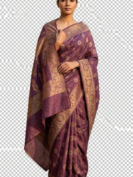 Eri Tussar Silk Handloom Banarasi Saree with Rich Zari Weaving - View 5