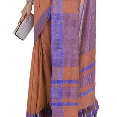 Bhagalpuri Handloom Kota Silk Temple Border Saree And Variation Of Colors With Striped Blouse Piece - View 5