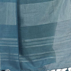 Tumbleweed Tan & Cerulean Blue women's Bhagalpuri Handloom Linen Slub Blend Two Dye Saree With Running Unstitched Blouse Piece - View 6