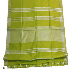 Pear Green women's Bhagalpuri Linen Saree With Blouse Piece - View 2