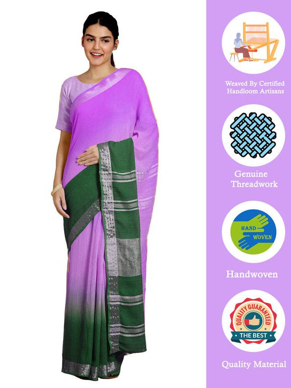 Bhagalpuri Handloom Linen Cotton Blend Two Dye Saree With Running Unstitched Blouse Piece - View 2