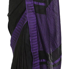 women's Bhagalpuri Handloom Katan Viscous Silk Temple Border Saree Ethnic Wear With Running Unstitched Striped Blouse Piece - View 5