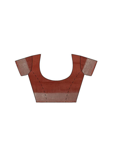 Sienna Orange women's Bhagalpuri Handloom Linen Blend Saree And Variation Of Colors With Running Unstiched Blouse Piece - View 3