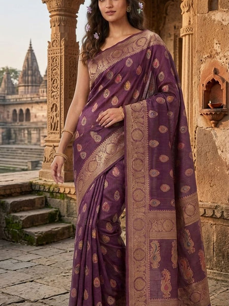 Eri Tussar Silk Handloom Banarasi Saree with Rich Zari Weaving - View 2
