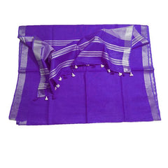 Electric Violet women's Bhagalpuri Linen Saree With Blouse Piece - View 2